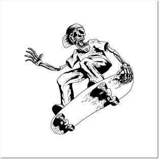 Funny Skeleton Playing Skateboard Skull Playing Skateboard Gifts Posters and Art